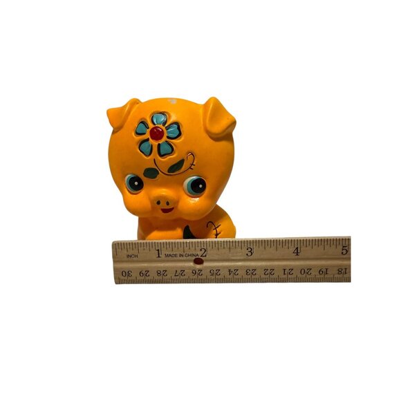 Vintage Floral Orange Piggy Bank Ceramic Hand Painted Japan Decor - Picture 6 of 6